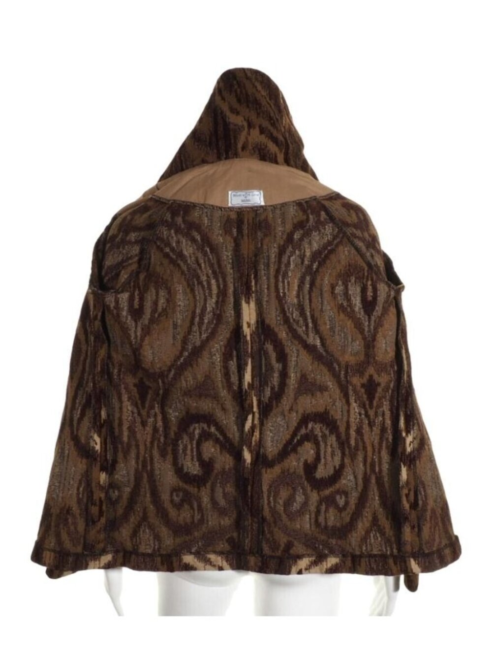 Brocade Womens Jacket S / M Lined Brown Tan Shawl Collar Hand Taylored - Picture 12 of 12